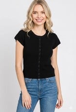 Miss Bliss Dream Charming Short Slv Cardi Top-Black