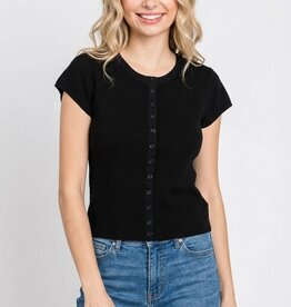 Miss Bliss Dream Charming Cardi Top-Black