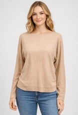 Miss Bliss Dream Boatneck Pullover Sweater-Taupe