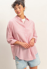 Miss Bliss HYFVE Striped Button Up Shirt-Red