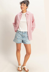 Miss Bliss HYFVE Striped Button Up Shirt-Red