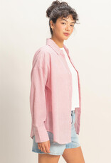 Miss Bliss HYFVE Striped Button Up Shirt-Red
