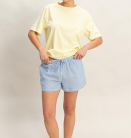 Miss Bliss Everyday Striped Drawstring Waist Shorts-Blue