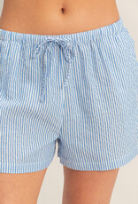 Miss Bliss HYFVE Striped Drawstring Waist Shorts-Blue