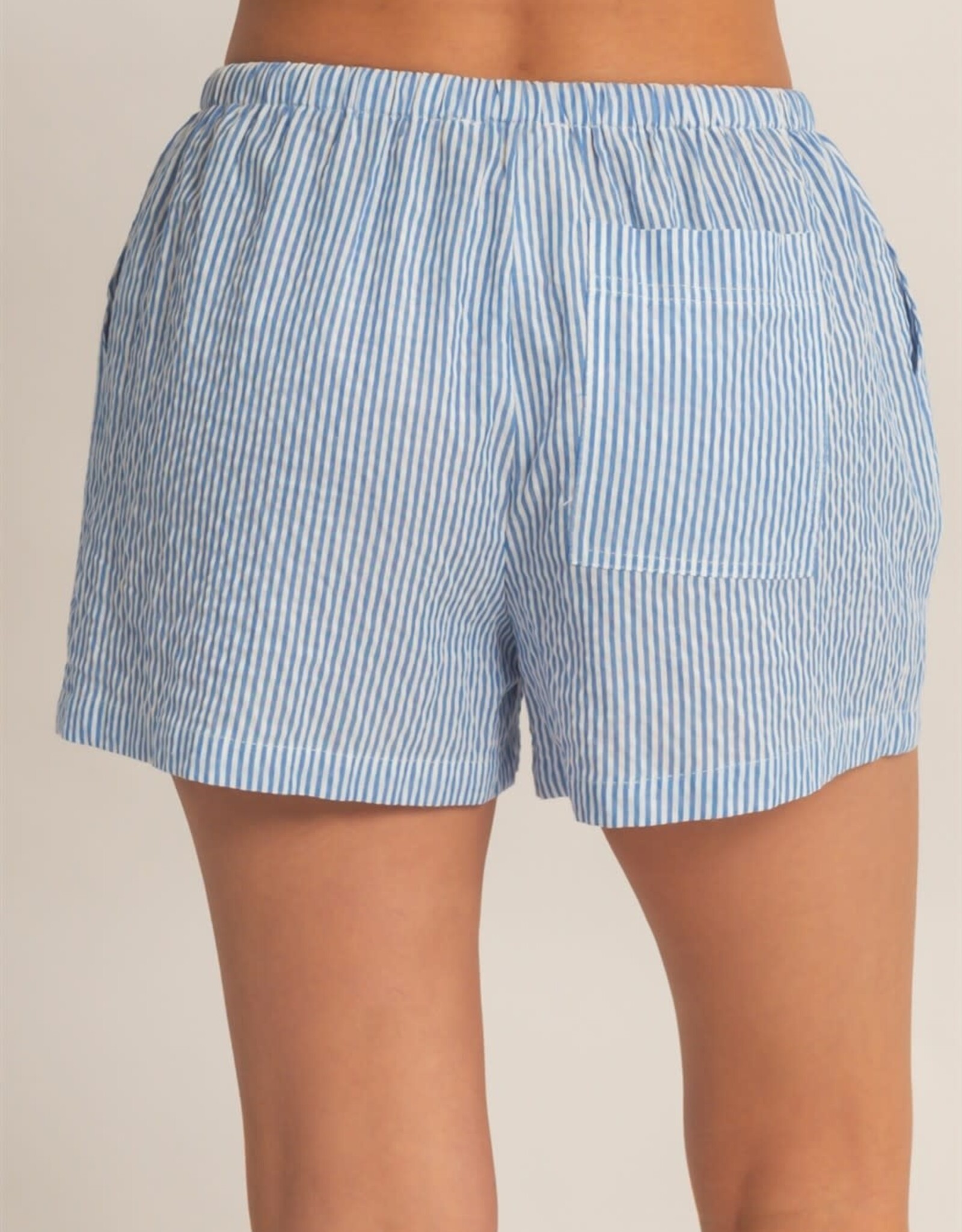 Miss Bliss HYFVE Striped Drawstring Waist Shorts-Blue