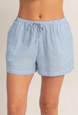Miss Bliss HYFVE Striped Drawstring Waist Shorts-Blue