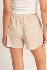 Miss Bliss HYFVE Striped Drawstring Waist Shorts-Taupe