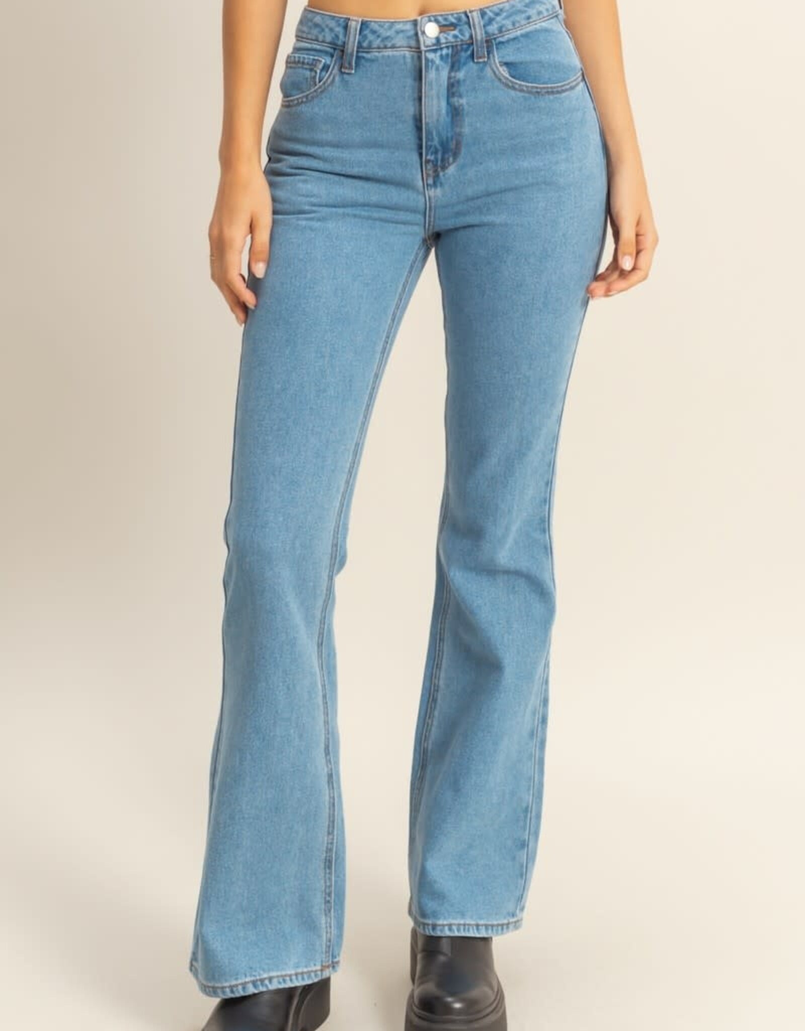 Miss Bliss HYFVE High-Waisted Flared Jeans-Medium Wash