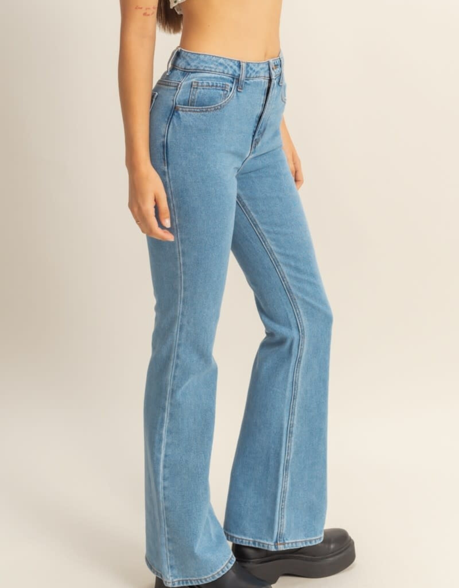 Miss Bliss HYFVE High-Waisted Flared Jeans-Medium Wash