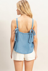 Miss Bliss HYFVE Mineral Wash Denim Tank-Lt Wash