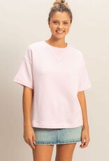 Miss Bliss HYFVE Crew Neck Short Sleeve Top-Soft Pink