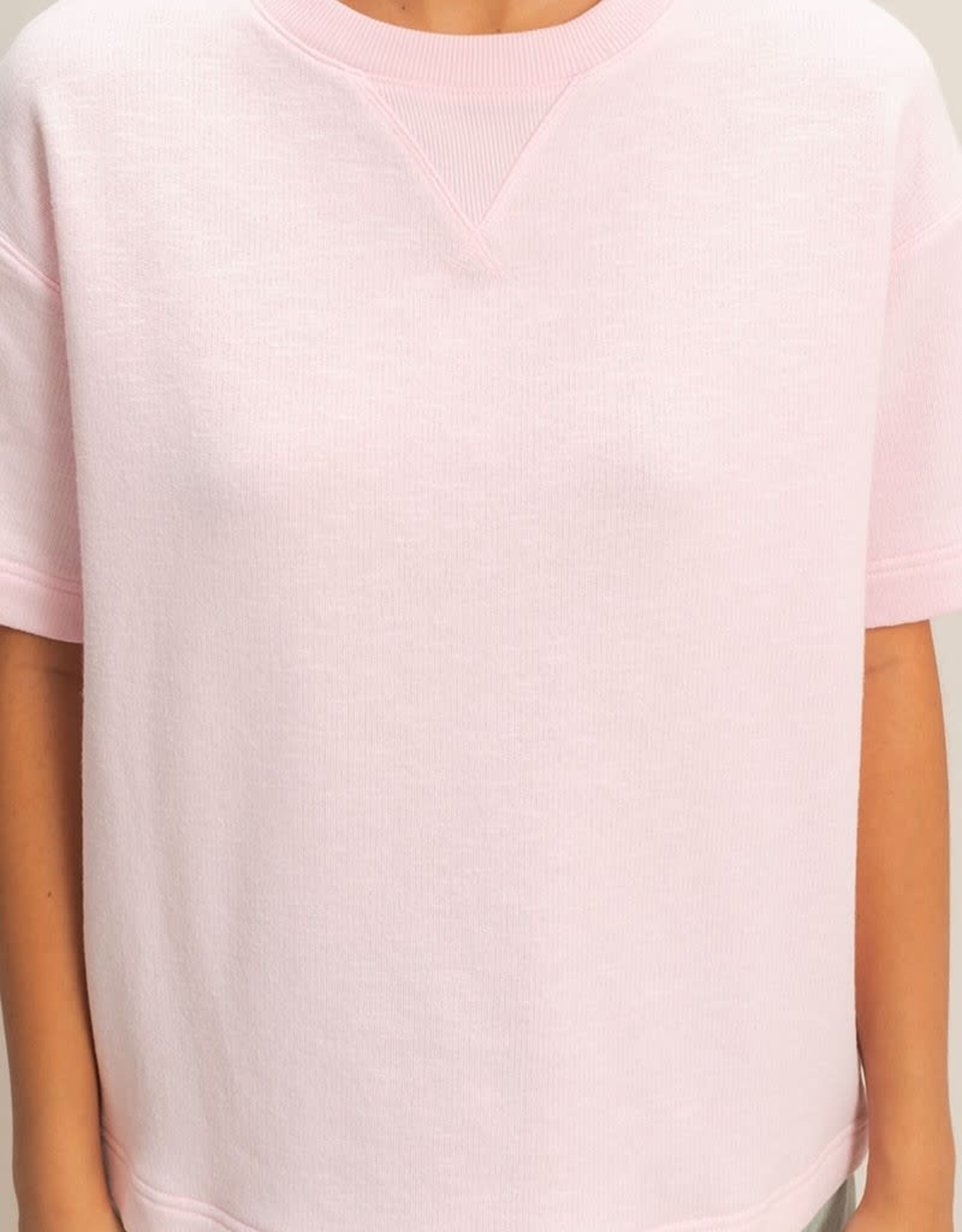 Miss Bliss HYFVE Crew Neck Short Sleeve Top-Soft Pink