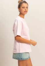 Miss Bliss HYFVE Crew Neck Short Sleeve Top-Soft Pink