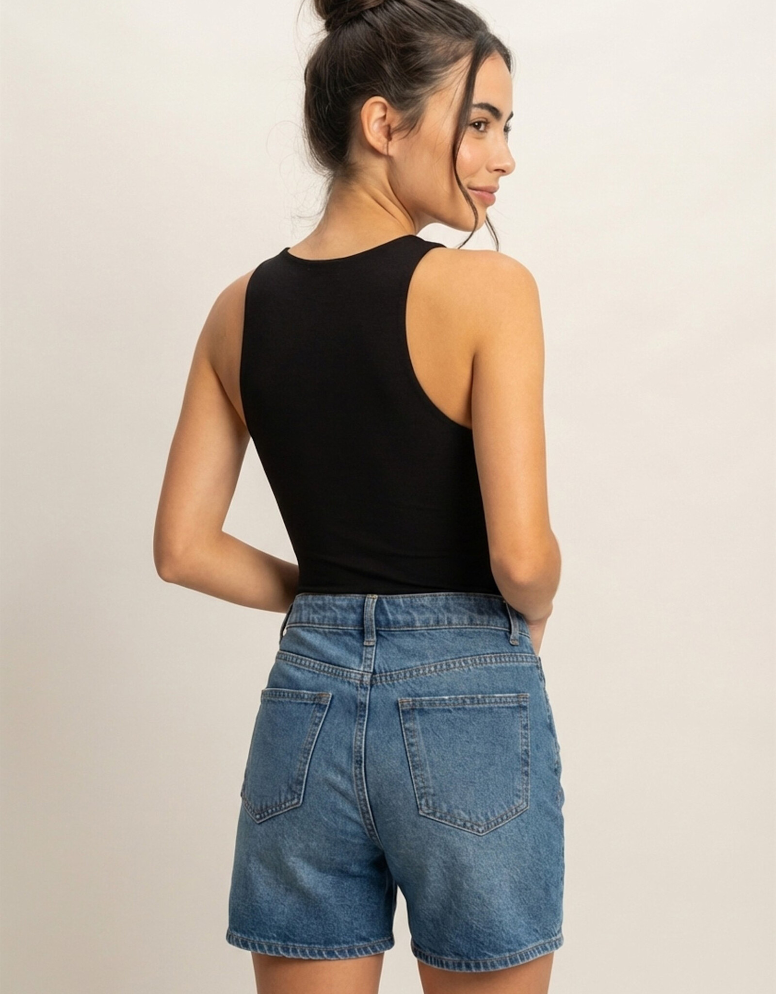 Miss Bliss HYFVE Sleeveless Tank Top Bodysuit-Black