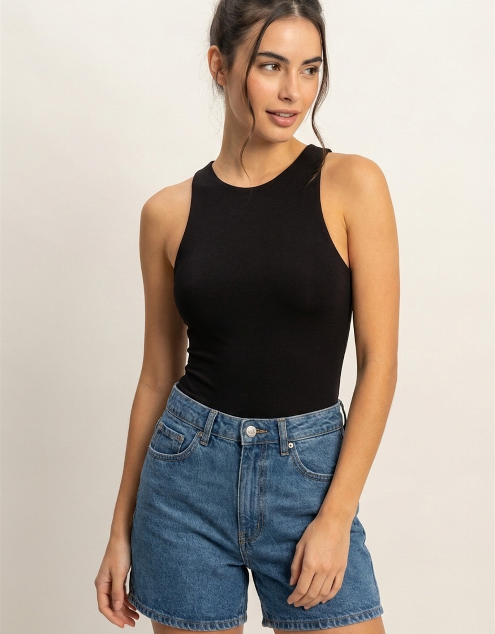 Miss Bliss HYFVE Sleeveless Tank Top Bodysuit-Black