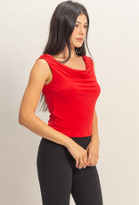 Miss Bliss HYFVE Cowl Neck Sleeveless Top-Red