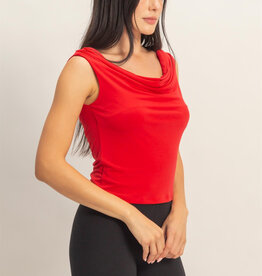 Miss Bliss Sleeveless Cowl Neck Top-Red