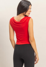 Miss Bliss HYFVE Cowl Neck Sleeveless Top-Red