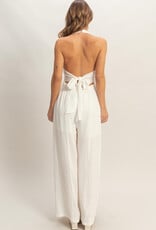 Miss Bliss HYFVE Halter Button-front Jumpsuit-White
