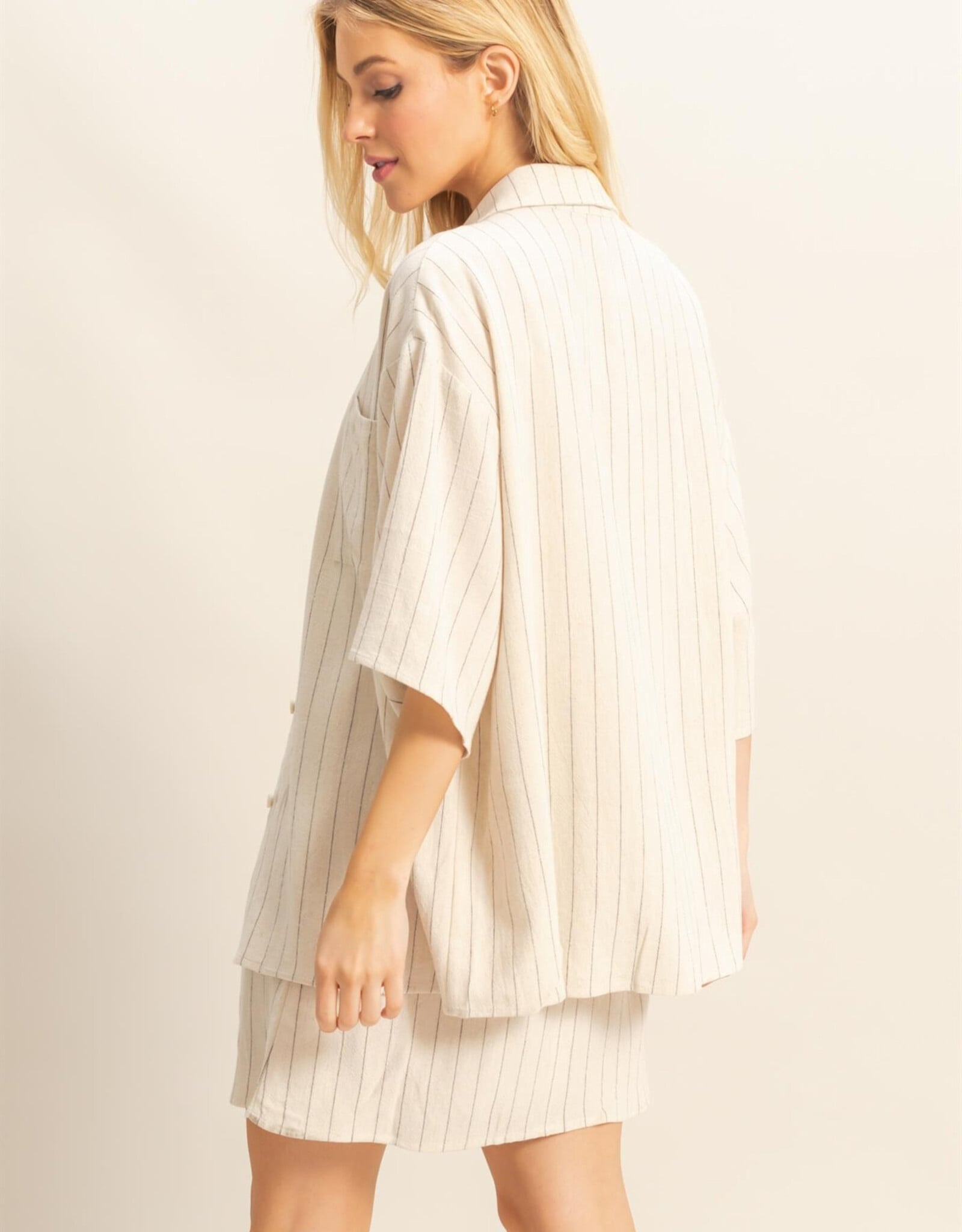 Miss Bliss HYFVE Stripe Shirt And Dress Set-White