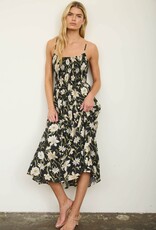 Miss Bliss Blu Floral Spaghetti Strap Midi Sundress-Black