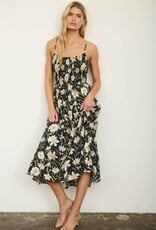 Miss Bliss M&E Floral Spaghetti Strap Midi Sundress-Black