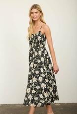 Miss Bliss Blu Floral Spaghetti Strap Midi Sundress-Black