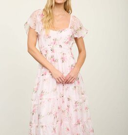 Miss Bliss Picnic In The Park Midi Dress-Pink