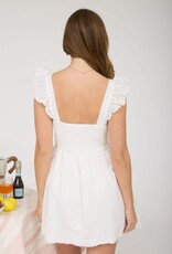 Miss Bliss M&E Scallop Embroidery Trim Corset Mini Dress-White