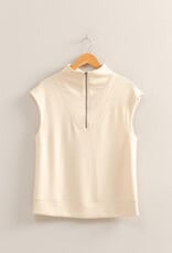 Miss Bliss HYFVE Mock Neck Half Zip Up Slvls Top