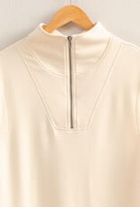 Miss Bliss HYFVE Mock Neck Half Zip Up Slvls Top