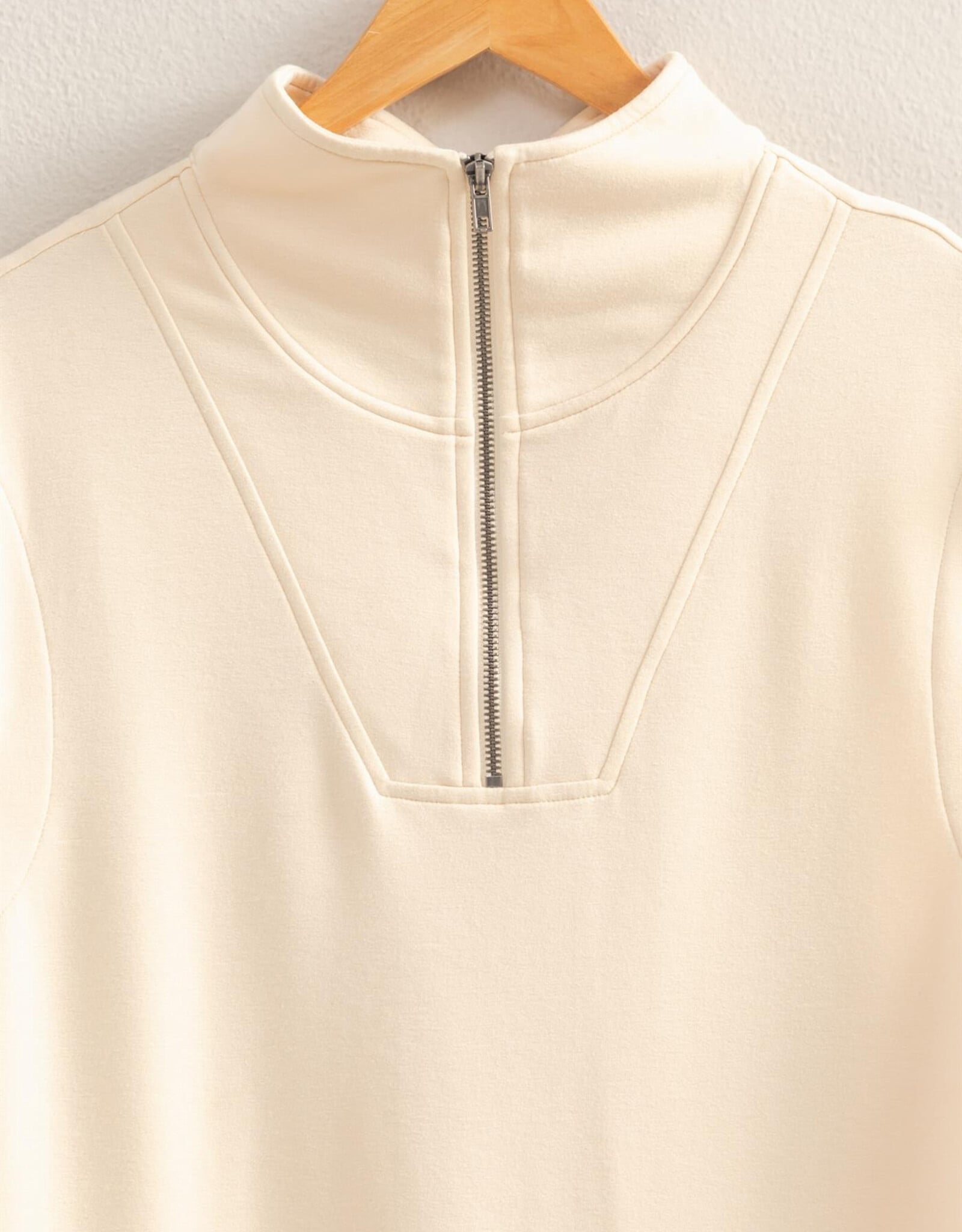 Miss Bliss HYFVE Mock Neck Half Zip Up Slvls Top