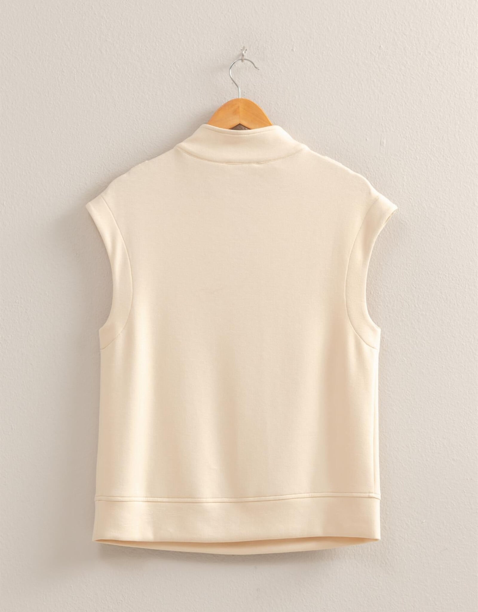 Miss Bliss HYFVE Mock Neck Half Zip Up Slvls Top