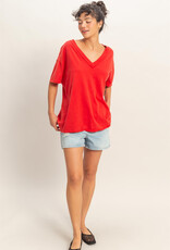 Miss Bliss HYFVE Washed V-neck Oversized Tee-Red