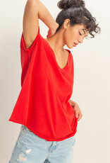 Miss Bliss HYFVE Washed V-neck Oversized Tee-Red