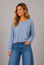 Miss Bliss Dream Front Seam Round Neck Pullover-Dusty Blue