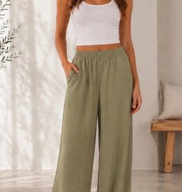 Miss Bliss Laid Back Palazzo Pant-Olive