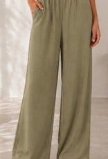 Miss Bliss CC Palazzo Elastic Waist Pant-Olive