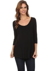 Miss Bliss CC Basic 3/4 Sleeve Top-Black