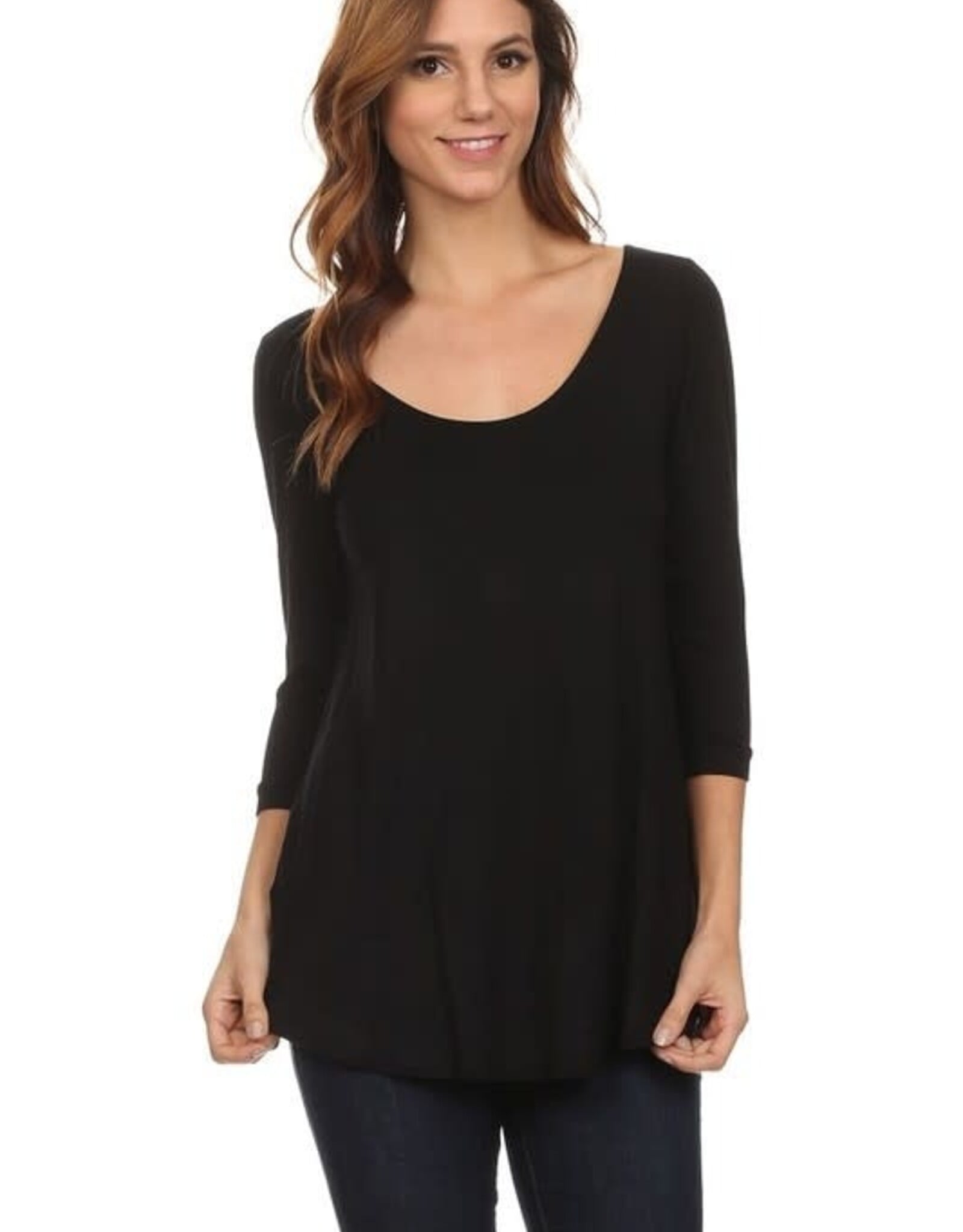 Miss Bliss CC Basic 3/4 Sleeve Top-Black