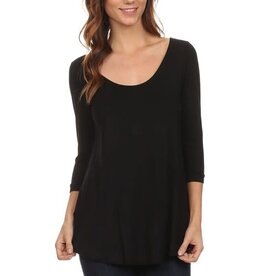 Miss Bliss All Year Basic 3/4 Sleeve Top-Black