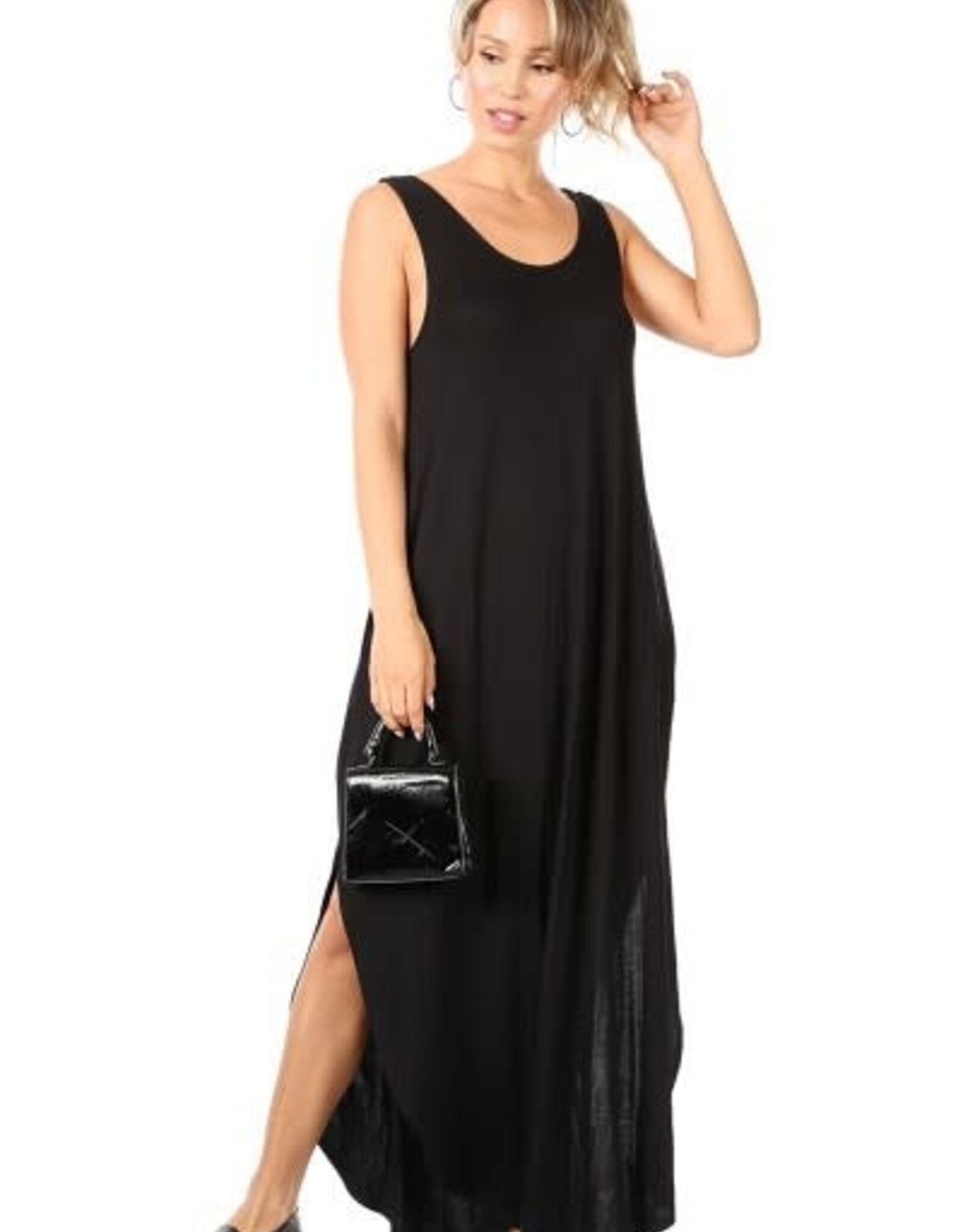 Miss Bliss CC Sleeveless Solid Maxi Dress-Black