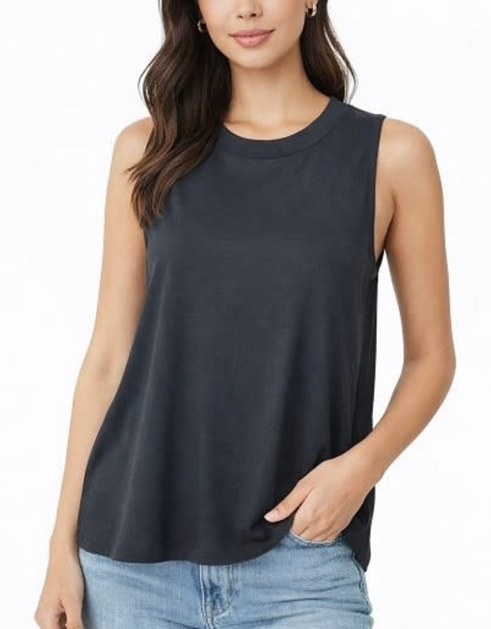 Miss Bliss CC Slvls Timeless Crew Neck Tank-Cement