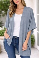 Miss Bliss CC Loose Knit Kimono-Denim