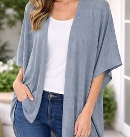 Miss Bliss Loose Knit Kimono-Denim
