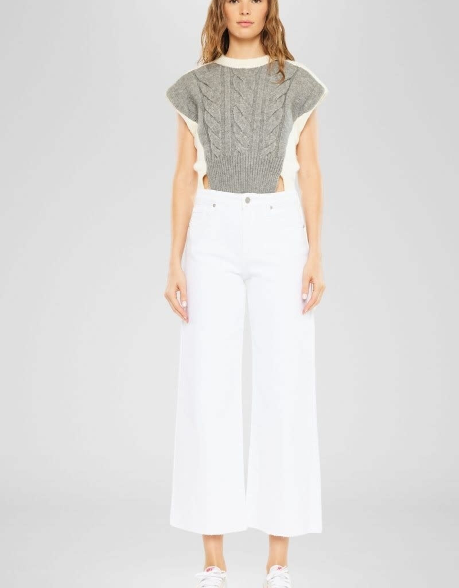 Miss Bliss Open Pack High Rise Crop Wide Leg Jeans-White