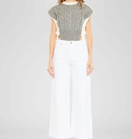 Miss Bliss KC High Rise Crop Wide Leg Jeans-White