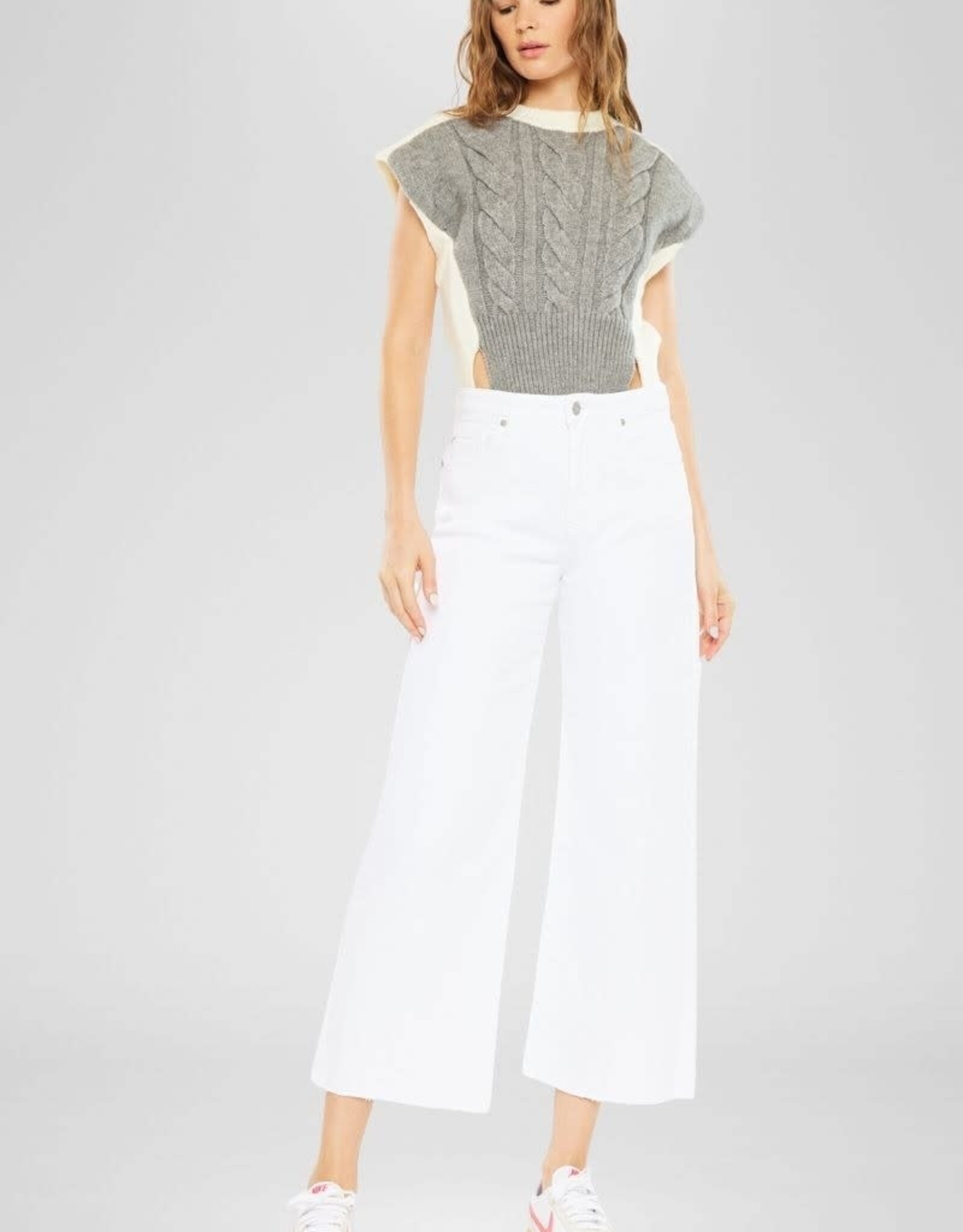 Miss Bliss Open Pack High Rise Crop Wide Leg Jeans-White