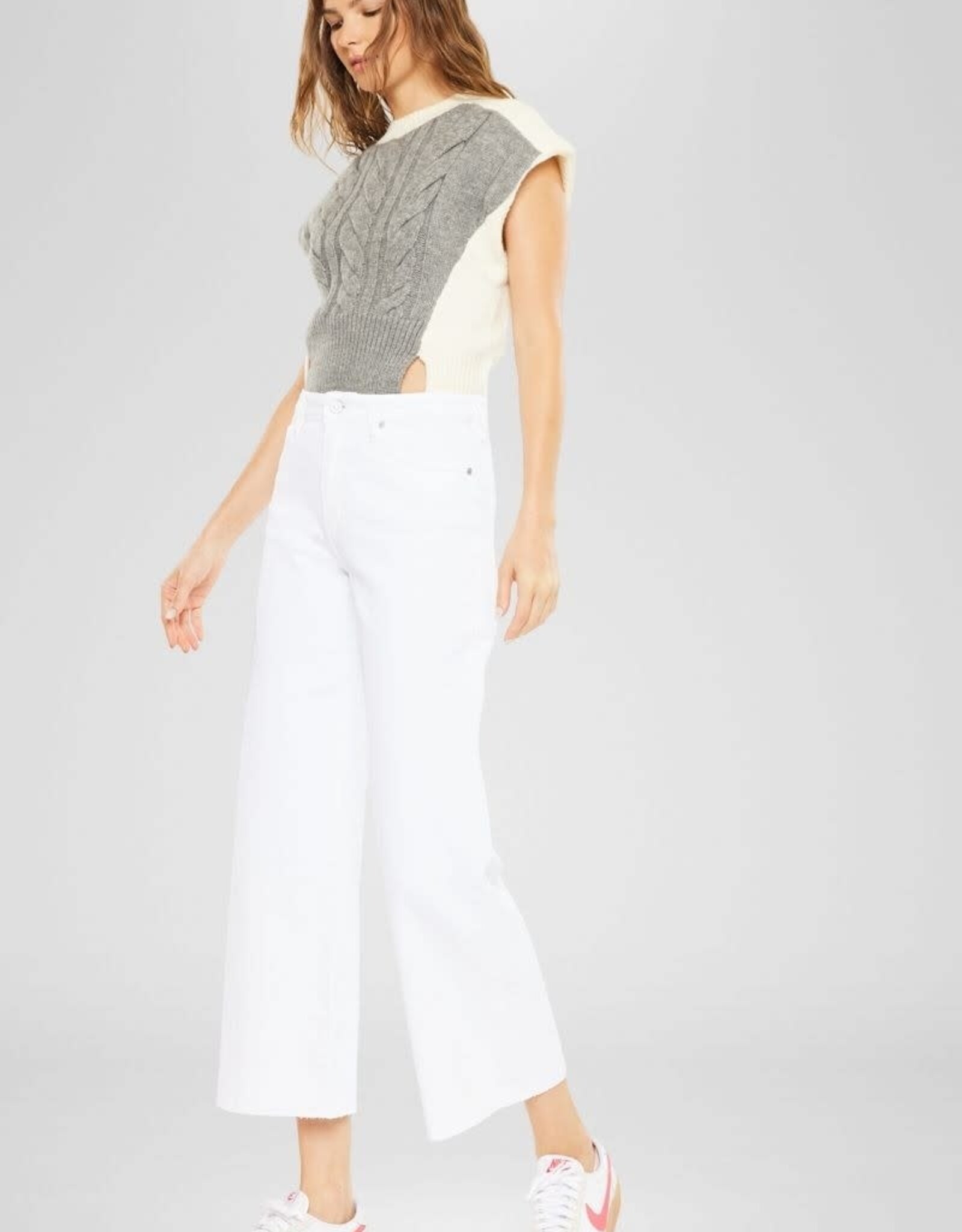 Miss Bliss Open Pack High Rise Crop Wide Leg Jeans-White