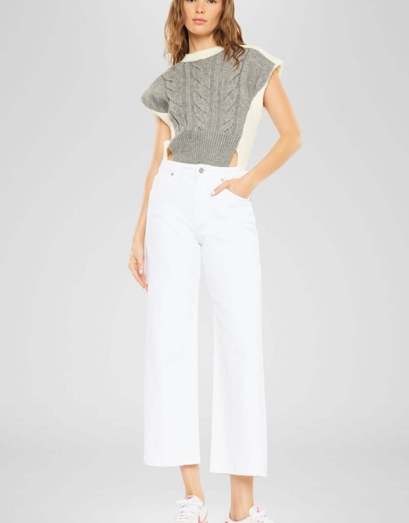 Miss Bliss Open Pack High Rise Crop Wide Leg Jeans-White